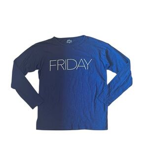 J. CREW FRIDAY Navy and White Longsleeve Cotton Pocket Tee Women’s Size Small